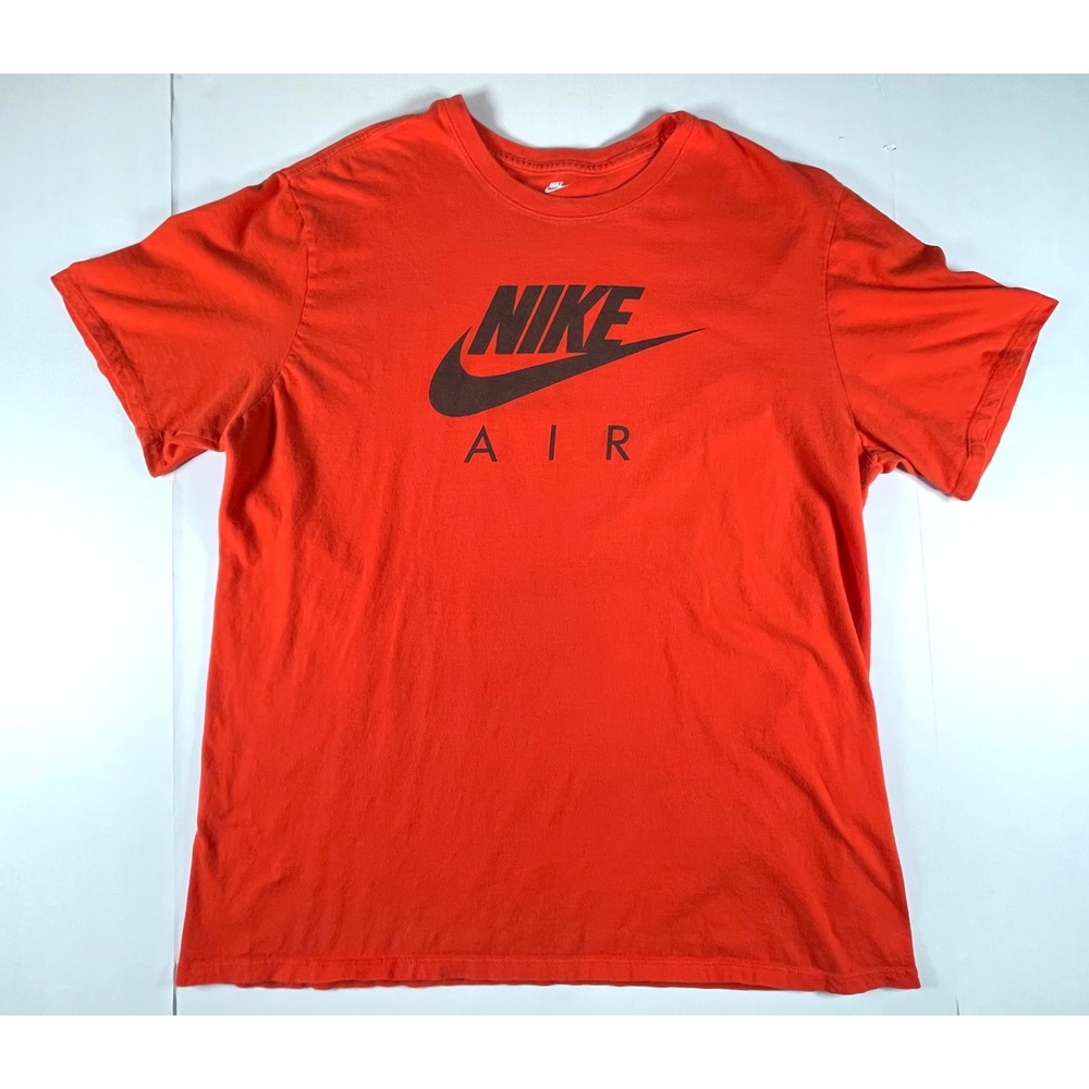 Nike T-Shirt Mens XL Orange Air Graphic Tee Short Sleeve Athletic Cut Distressed